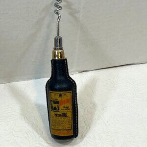 VTG Leather Wine Opener Corkscrew White Horse Blended Scotch Advertising 6.5"